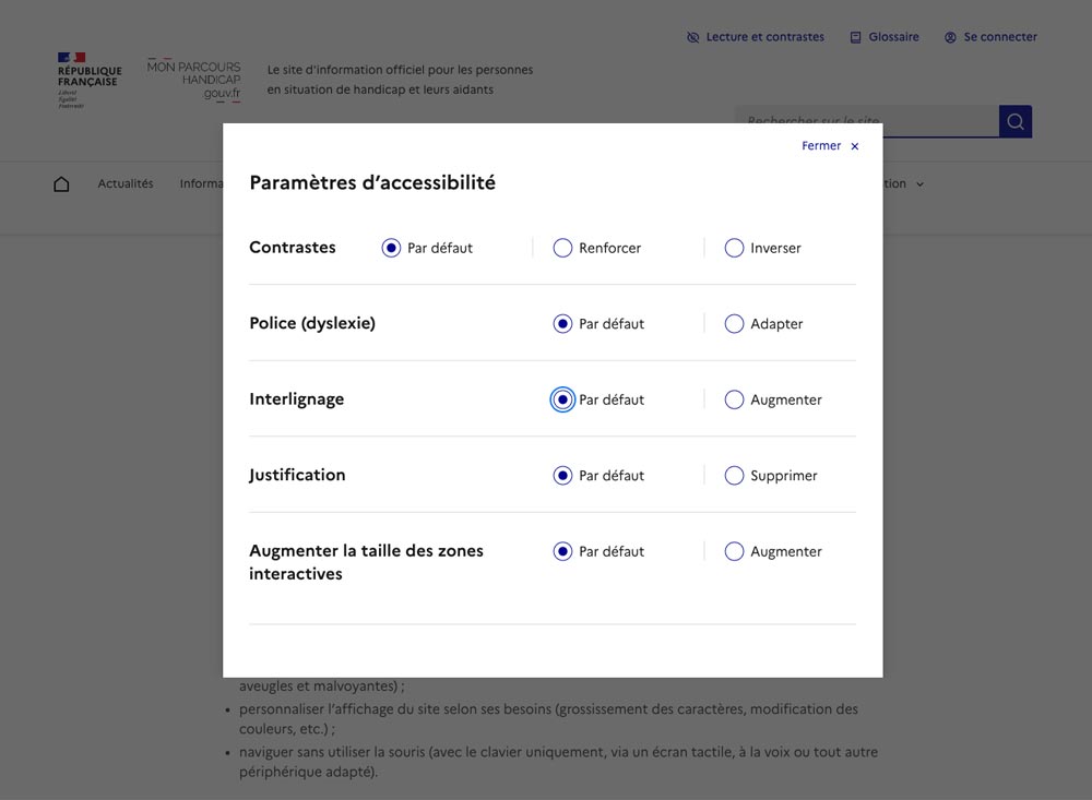 Paramètres d'accessibilité