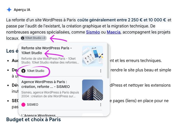 AI Overviews - Google exemple